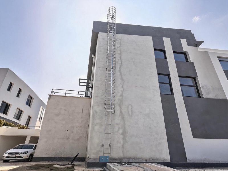Cat ladder installation during on-site assembly