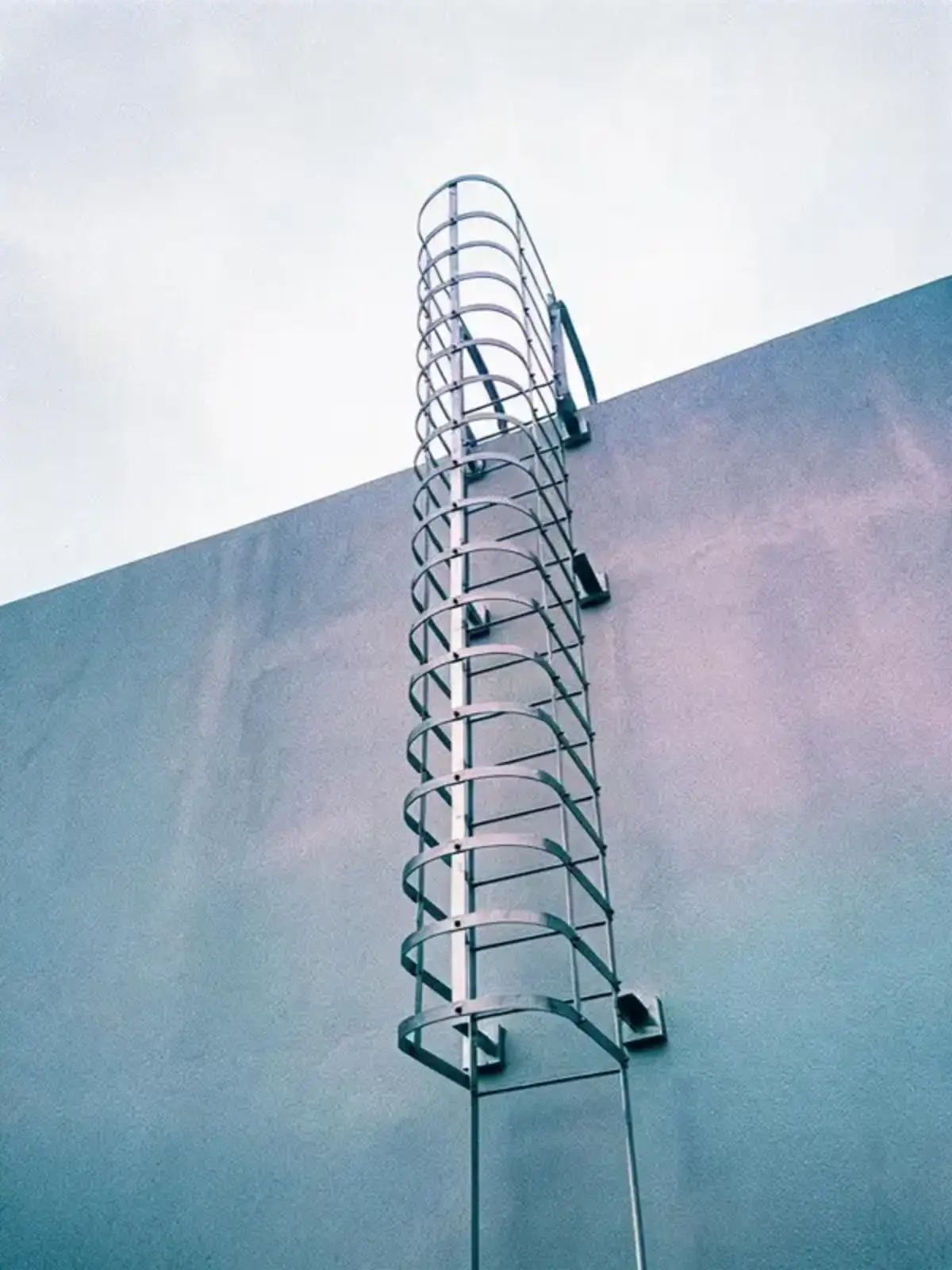 Cat ladder with safety cage configuration